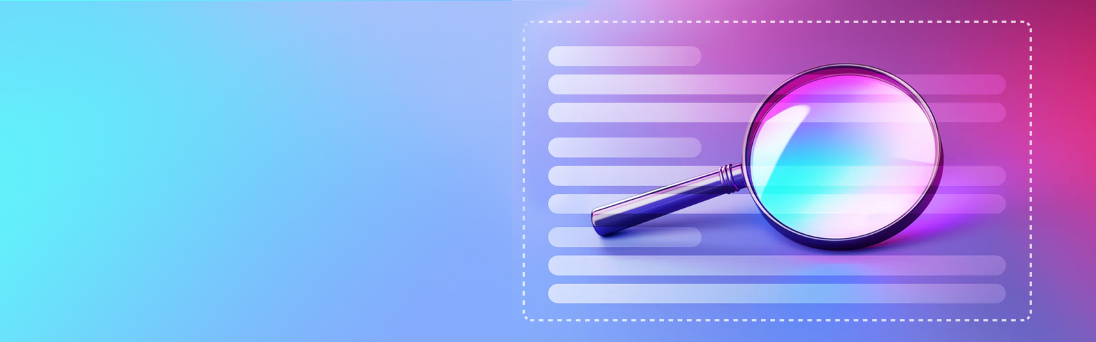 A colorful composit rendering of a looking glass searching for results.